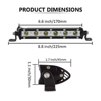 Barra de Luz LED Super Delgada de Una Sola Fila, 12V IP67, Haz Combinado de Luz Concentrada y Difusa, de Aluminio, para Conducción Todoterreno, para Camioneta, ATV, SUV