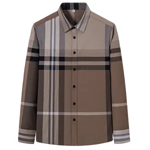 Alta qualità Slim Fit Plaid a maniche lunghe camicie da uomo Smart <span class=keywords><strong>Casual</strong></span> stile inghilterra <span class=keywords><strong>abbigliamento</strong></span> traspirante per la stagione primaverile - Product Image 5