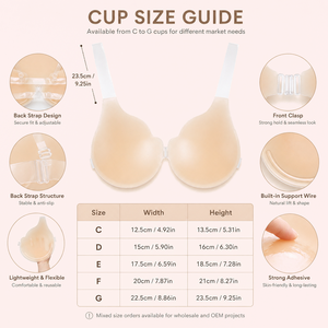 <span class=keywords><strong>Reggiseno</strong></span> Adesivo Invisibile Xinrui Plus Size a Taglio Basso, Ipoallergenico, Riutilizzabile, Effetto Push-Up Naturale, <span class=keywords><strong>Senza</strong></span> <span class=keywords><strong>Spalline</strong></span> e <span class=keywords><strong>Senza</strong></span> Schienale - Product Image 2