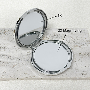 Vỏ hình mạ điện nhựa nhỏ gọn gương bạc và vàng hai mặt 1X/2X gấp Gương trang điểm - Product Image 2