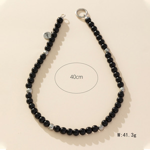 Collier de perles d'agate noire, chaîne courte pour clavicule, bijoux en pierre naturelle pour femmes, accessoire de mode - Product Image 2