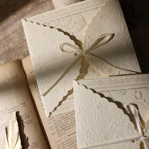 Vanilla <b>Printing</b> Custom 3D Embossed Cotton <b>Paper</b> Invitation Cards with Premium Raised Embossing and Custom Logo (Model 465) - Product Image 3