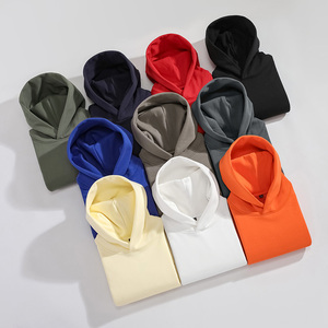 Sweat à capuche épais sans cordon de serrage, personnalisable avec logo imprimé numériquement, en molleton bouclette 100% coton, coupe oversize coupe-vent pour homme - Product Image 2