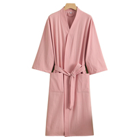 Peignoir de bain personnalisé pour femmes, 100% coton, couleur unie, jacquard, gaze, respirant