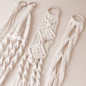 4 Pièces En Macramé Cintres Intérieur Extérieur Jardinière <span class=keywords><strong>Suspendue</strong></span> Panier Coton <span class=keywords><strong>Corde</strong></span> 41 Pouces Suspendus Planteur Pot Titulaire Blanc - Product Image 2