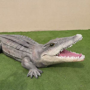 Escultura de <span class=keywords><strong>animal</strong></span> de cocodrilo de resina de fibra de vidrio gigante de jardín personalizado con dispositivo deslizante de cabeza de cocodrilo - Product Image 5