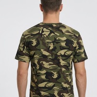 T-shirt d'entraînement à manches courtes pour homme, col rond, coupe ajustée, design OEM, impression camouflage, tissu élastique de haute qualité, logo personnalisé