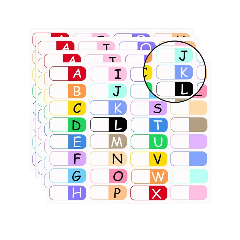 Letters Index Labels Multicolor Alphabet Tabs Dividers Stickers for 3 Ring Binders Notebook Classify Files Contents Page