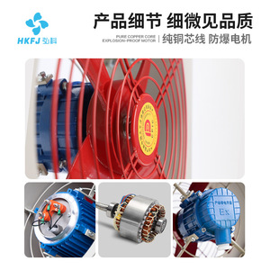 BFS Industrial Wall Mounted <b>Explosion</b> Proof Axial Fan 14 In Aluminum Alloy Blade Ball Bearing Electric Red <b>Color</b> - Product Image 4