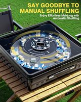 Table de Mahjong Automatique Portable Pliable avec Tuiles Magnétiques Miniatures (8 Dragons, 4 Blancs, 10 Jokers) Compatible Américain et Chinois