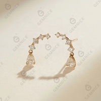 Nouveauté Gemnel - Boucles d'oreilles en argent sterling 925 plaqué or avec zircons pavés en forme de croissant de lune