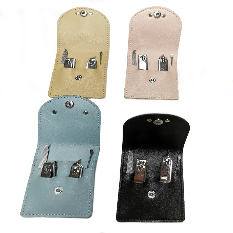 Custom высокое качество 4 шт набор наборы для ухода Кусачки Ножницы пилка для маникюра мини сумка для инструментов для ногтей