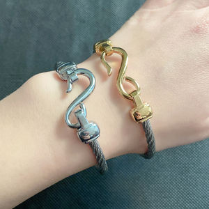 High-End 18k bracciale in acciaio placcato oro titanio acciaio inossidabile filo filo gancio da pesca figura alla moda 8 braccialetti - Product Image 3