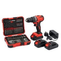 Perceuse à percussion sans balais 21V, couple de 55 Nm, kit 24 pièces, garantie 1 an, rouge et noir