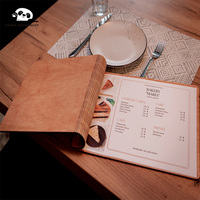 Carte de menu personnalisée avec logo gravé, style rétro, pages remplaçables, porte-menu, couverture de menu en bois pour mariage