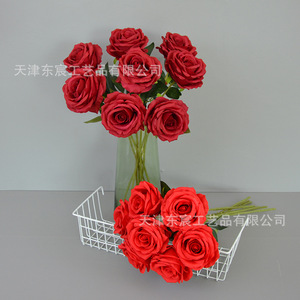 ดอกกุหลาบประดิษฐ์ก้านเดี่ยวสีชมพูจาก Dongchen Crafts ทำจากผ้าไหม เหมาะสำหรับตกแต่งงานแต่งงานและบ้าน - Product Image 2