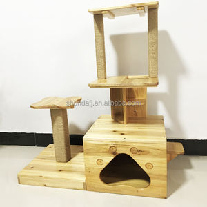 Vente en gros d'usine SDCT001 Arbre à chat en bois écologique Maison pour animaux de compagnie Salon Meubles pour animaux de compagnie Différentes tailles Motif imprimé Grand - Product Image 2