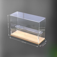 Vitrine de présentation en acrylique transparent avec base en bois pour figurines, boîte à collectionner anti-poussière, présentoir de bureau