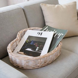 Plateau en osier tressé à la main en forme de cœur, décoration rustique pour la maison, panier de rangement pour l'organisation ménagère et la conception de cadeaux - Product Image 2