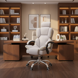 Moderner Luxus-Bürostuhl aus PU-Leder, Komfortabler Ergonomischer Chefsessel mit Hoher Rückenlehne, Verstellbarer Kopfstütze, Drehbar für Wohnzimmer und Schlafzimmer - Product Image 1