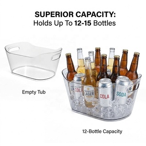 Juego de 2 Cubetas de <span class=keywords><strong>Hielo</strong></span> de Plástico PET Transparente de 12L para Fiestas, Bar de Cócteles, Enfriador de Vino, Cubetas Decorativas de Acero y Metal para Bebidas - Product Image 2