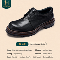 Chaussures Derby en Cuir Véritable pour Hommes, Cuir de Vachette Pleine Fleur, Décontractées et Habillées, Respirantes, Semelle Épaisse, à Lacets, Style Rétro Britannique