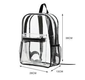 Mochila Escolar <span class=keywords><strong>de</strong></span> PVC Transparente Impermeable <span class=keywords><strong>de</strong></span> Gran Capacidad con Bolsillo Lateral <span class=keywords><strong>de</strong></span> Malla, Bolsa <span class=keywords><strong>de</strong></span> Viaje Transparente - Product Image 3