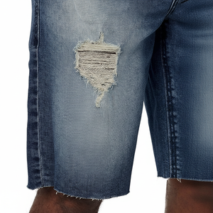 Short en jean délavé à l'acide pour hommes avec logo personnalisé, étiquette, broderie, impression, fabrication en vrac en usine - Product Image 1