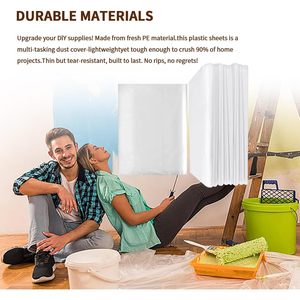 XONYOOM Plastic Paint <b>Tarp</b> Drop Cloths 10 Pack White Durable For Painting Furniture Covers - Product Image 5