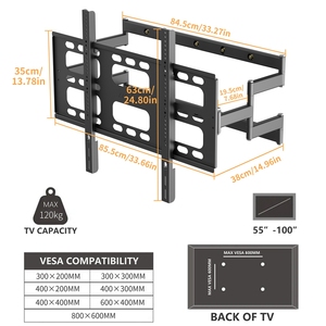 Support <span class=keywords><strong>mural</strong></span> pour téléviseur de 55 à 100 pouces <span class=keywords><strong>Bras</strong></span> <span class=keywords><strong>articulé</strong></span> pour support TV à mouvement complet - Product Image 3