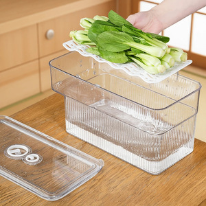 Food Storage Box Rectangle Transparent With Handle Clip On Lid For Fruits Vegetables Eggs <b>Refrigerator</b> Organizer - Product Image 4