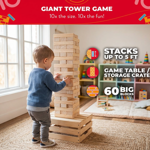 Juego de Torre Gigante Premium de 60 Bloques con Caja de Almacenamiento/Mesa para Exteriores, Juegos de Jardín Gigantes para Adultos y Familias, Set Gigante |   Diversión en el Gran Patio Trasero - Product Image 2