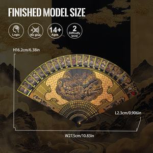 Éventail pliant en métal 3D, peint à l'or, paysage traditionnel moderne, puzzle en métal, kit de modèle DIY, artisanat décoratif tendance, cadeau pour - Product Image 3