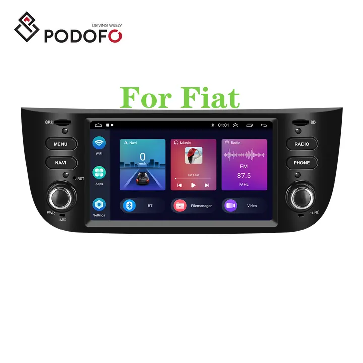 Podofo 2 Din Android araba radyo Stereo 6.2 "Carplay & Android oto GPS WIFI Hifi RDS Fiat Punto 2010-2016 için/Linea 2012-2015