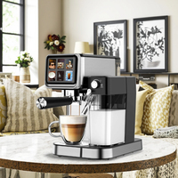 Machine à café expresso latte cappuccino à écran tactile couleur avec système de mousse de lait automatique, panier filtrant simple ou double