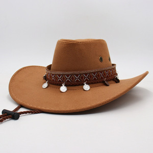 Wholesale Unisex Cowboy <strong>Hat</strong> with Embroidered Band &amp; Coin Pendants-Fashion Style Four Seasons Use - Product Image 3