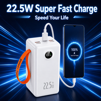 Batterie externe de camping en plein air 100000mAh grande capacité avec câble intégré, chargeur portable durable, charge rapide PD 22.5W, affichage LED