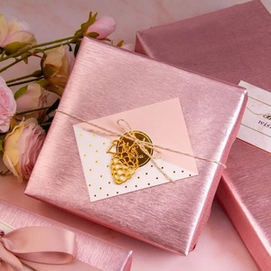 Custom Pink Metallized Gift Packaging <b>Paper</b> Double-Sided Coated Eco-Friendly Recyclable Craft Material Digital Printing for Gift - Product Image 2