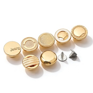 Golden Plating Jeans <b>Buttons</b> and Rivets Zamac Custom Brand Logo Pattern Jacket Metal gold <b>buttons</b> for clothing Jeans Denim - Product Image 3