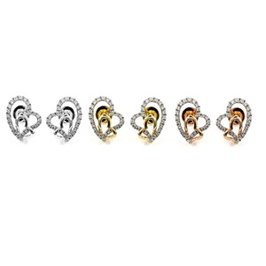 Quick Delivery Jewelry Special Design High Quality Rose Gold Natural Diamond Heart Shape Grace Clip on Studs Earrings for Women - Product Image 4