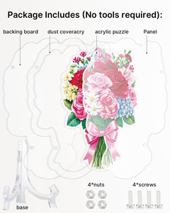 Rompecabezas de Acrílico con Diseño de Ramo de Flores, 62 Piezas, Decoración Floral con Rosas Impresas con UV, Regalo Hecho a Mano para San Valentín, Cumpleaños, Aniversario - Product Image 4
