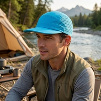 Gorra Deportiva de 5 Paneles con Logotipo Personalizado, de Nailon de Secado Rápido, Ligera, con Malla Cortada a Láser, Transpirable, para Correr, Campamento, Fitness y Actividades al Aire Libre