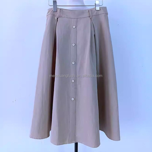 <span class=keywords><strong>Falda</strong></span> Midi Plisada Elegante <span class=keywords><strong>con</strong></span> Botones y Cintura Alta, Personalizada OEM, para Oficina, Informal, Larga, <span class=keywords><strong>con</strong></span> Bolsillos, para Mujer - Product Image 4