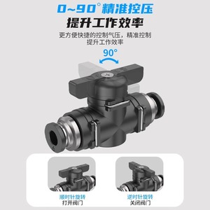 Válvula Manual Buc de 4, 6, 8, 10 y 12 mm, Conector Rápido para Manguera de Aire, Interruptor de Cobre Niquelado, Piezas Neumáticas de Plástico - Product Image 4