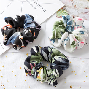 Chouchous élastiques en mousseline de soie à imprimé fleurs, chouchou pour cheveux pour filles, vente en gros, pièces - Product Image 1