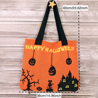 Sac fourre-tout tricoté Orange Halloween Ghost House, Sac à bandoulière Chat Noir, Cadeau de fête saisonnier, Logo personnalisé, Vente en gros, Usine OEM