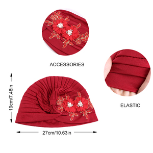 3D flor quimio turbante otoño capó <span class=keywords><strong>quimioterapia</strong></span> gorra ropa de dormir giro turbante accesorios <span class=keywords><strong>para</strong></span> el cabello <span class=keywords><strong>para</strong></span> mujeres - Product Image 4