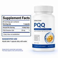 Fabricant de capsules PQQ à marque privée OEM, complément alimentaire pour le bien-être cellulaire et l'énergie, en flacon