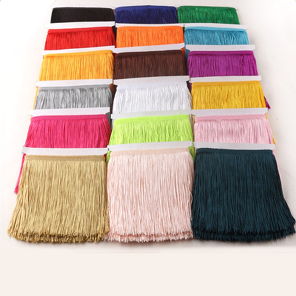 20CM Satin Colorful Polyester Dance Skirt Dress Tassel Fringe Trim