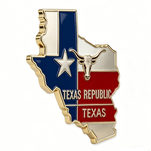 Insignia de recuerdo de graduación de Texas, de aleación de zinc chapada en oro, con forma de mapa, esmaltada y con impresión UV, para la bandera del estado de Texas. - Product Image 6